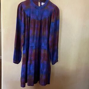 Sz L XiRENA Celestial Blue Gauzy 100% Cotton Dress with Pockets